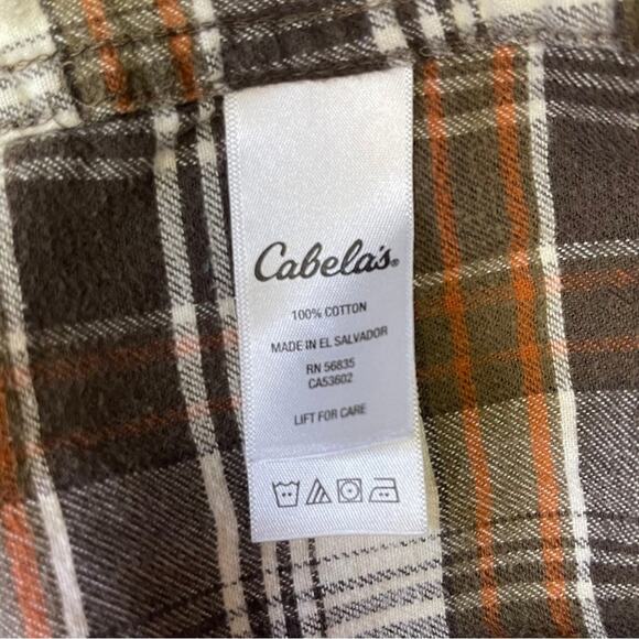 Cabela’s flannel shirt brown plaid warm cozy size large - Picture 4 of 4